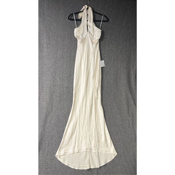 Lulus Start of Forever Ivory Satin Halter Mermaid Maxi Dress Size XS NWT - Picture 5 of 9